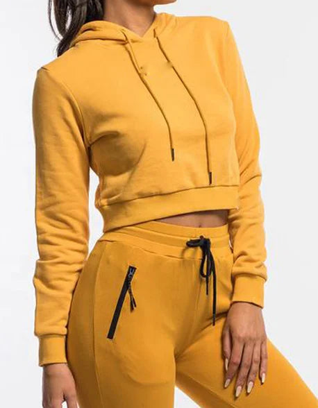 Crop Top Hoodie - Yellow