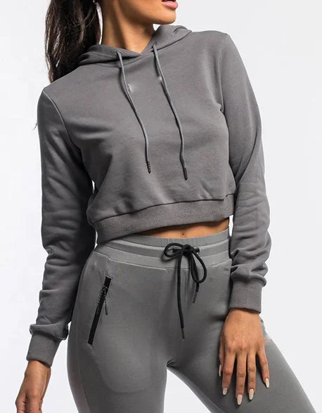 Crop Top Hoodie - Grey
