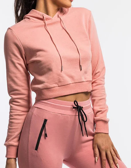 Crop Top Hoodie - Pink